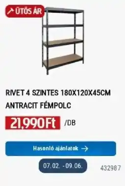 Praktiker Rivet 4 szintes fém polc ajánlat
