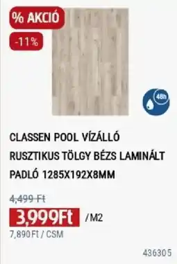 Praktiker Classen pool vízálló rusztikus tölgy bézs laminált padló ajánlat