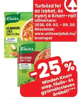 Spar Market Knorr alap, főzős- és gyümölcsleves ajánlat