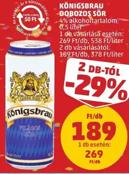 PENNY Königsbrau dobozos sör ajánlat