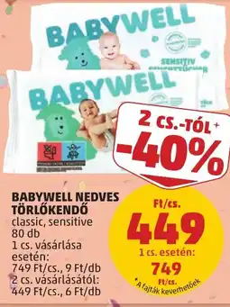 PENNY Babywell nedves törlőkendő ajánlat