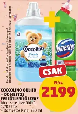 PENNY Coccolino öblítő + Domestos fertőtlenítőszer ajánlat
