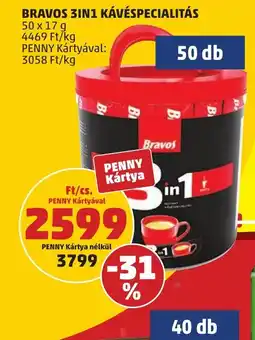 PENNY Bravos 3in1 kávéspecialitás ajánlat