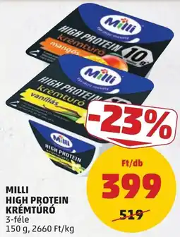 PENNY Milli high protein krémtúró ajánlat