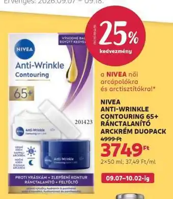 Rossmann NIVEA ANTI-WRINKLE CONTOURING 65+ RÁNCTALANÍTÓ ARCKRÉM DUOPACK ajánlat