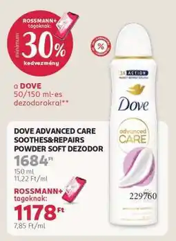 Rossmann DOVE ADVANCED CARE SOOTHES&REPAIRS POWDER SOFT DEZODOR ajánlat