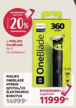 Rossmann PHILIPS ONEBLADE HYBRID QP2724/23 ELEKTROMOS BOROTVA ajánlat
