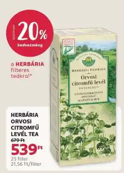 Rossmann HERBÁRIA ORVOSI CITROMFŰ LEVÉL TEA ajánlat