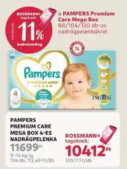 Rossmann PAMPERS PREMIUM CARE MEGA BOX 4-ES NADRÁGPELENKA ajánlat