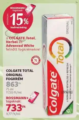 Rossmann COLGATE TOTAL ORIGINAL FOGKRÉM ajánlat