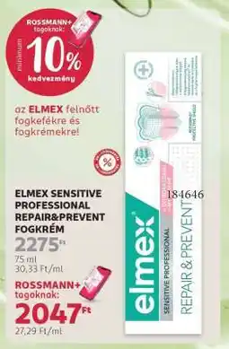Rossmann ELMEX SENSITIVE PROFESSIONAL REPAIR & PREVENT FOGKRÉM ajánlat