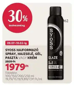 Rossmann SYOSS HAJFORMÁZÓ SPRAY, HAJZSELÉ, GÉL, PASZTA VAGY KRÉM ajánlat