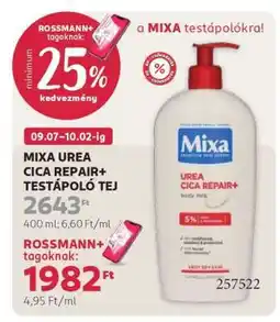 Rossmann MIXA UREA CICA REPAIR+ TESTÁPOLÓ TEJ ajánlat