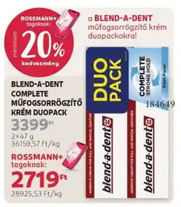 Rossmann BLEND-A-DENT COMPLETE MŰFOGSORRÖGZÍTŐ KRÉM DUOPACK ajánlat