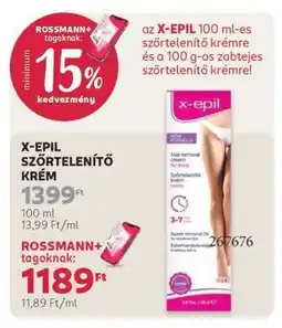Rossmann X-Epil szőrtelenítő krém ajánlat
