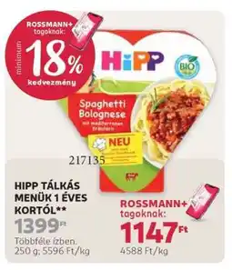Rossmann HIPP TÁLKÁS MENÜK 1 ÉVES KORTÓL ajánlat