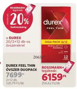 Rossmann DUREX FEEL THIN ÓVSZER DUOPACK ajánlat
