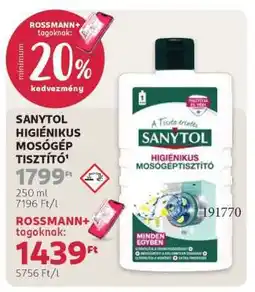 Rossmann SANYTOL HIGIÉNIKUS MOSÓGÉP TISZTÍTÓ ajánlat