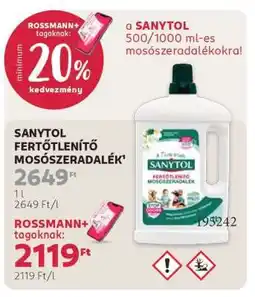 Rossmann Sanytol Fertőtlenítő Mosószeradalék ajánlat