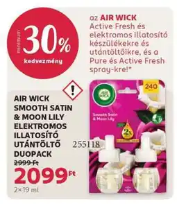 Rossmann AIR WICK SMOOTH SATIN & MOON LILY ELEKTROMOS ILLATOSÍTÓ UTÁNTÖLTŐ DUOPACK ajánlat