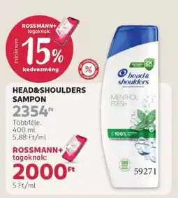 Rossmann HEAD & SHOULDERS Sampon ajánlat