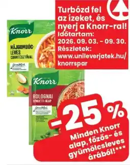 Spar Knorr alap, főzős- és gyümölcsleves ajánlat
