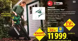 Lidl Parkside akkus lombszívó / -fúvó ajánlat