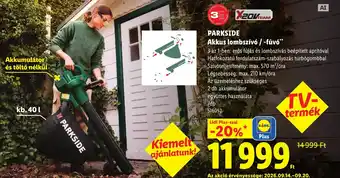 Parkside akkus lombszívó / -fúvó