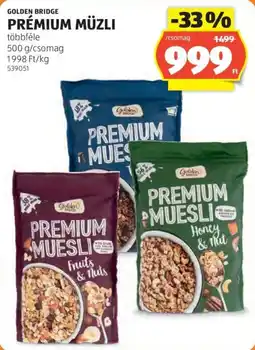 ALDI Golden Bridge premium műzli ajánlat