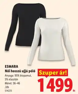 Lidl Esmara női hosszú ujjú póló ajánlat