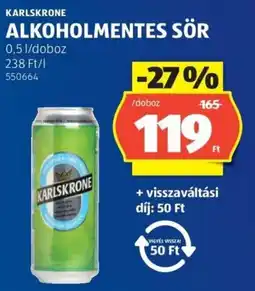 ALDI Karlskrone alkoholmentes sör ajánlat