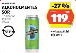 ALDI Karlskrone alkoholmentes sör ajánlat