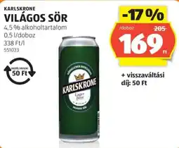 ALDI Karlskrone világos sör ajánlat