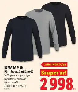 Lidl Esmara men férfi hosszú ujjú póló ajánlat