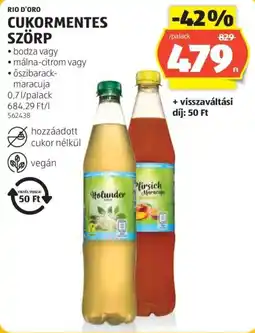 ALDI Rio d'oro cukormentes szörp ajánlat