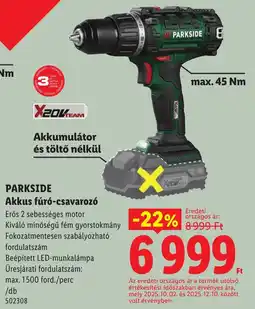 Lidl Parkside akkus fúró-csavarozó ajánlat
