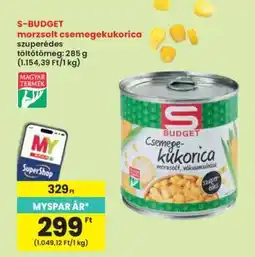 Interspar S-BUDGET morzsolt csemegekukorica ajánlat