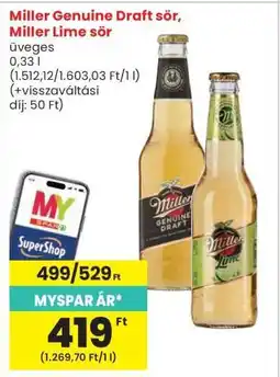 Interspar Miller Genuine Draft sör, Miller Lime sör ajánlat