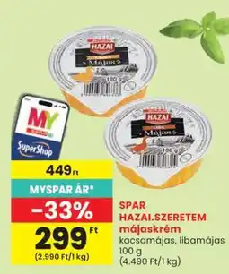 Spar SPAR HAZAI.SZERETEM májaskrém ajánlat