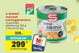 Spar S-BUDGET morzsolt csemegekukorica ajánlat