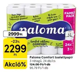 Tesco Paloma Comfort toalettpapír ajánlat