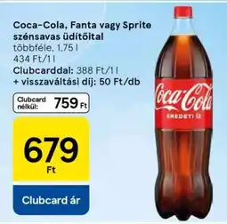 Tesco Coca-Cola, Fanta vagy Sprite szénsavas üdítőital ajánlat