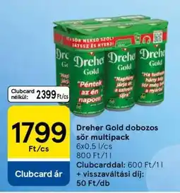 Tesco Dreher Gold dobozos sör multipack ajánlat
