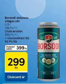 Tesco Borsodi dobozos világos sör ajánlat