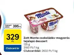 Tesco Zott Monte csokoládés-mogyorós tejalapú desszert ajánlat