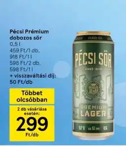 Tesco Pécsi Prémium dobozos sör ajánlat