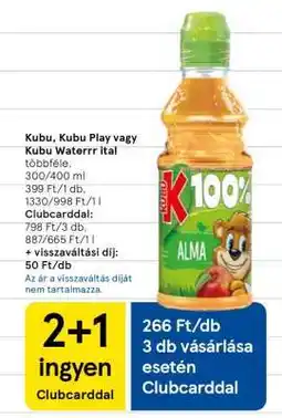 Tesco Kubu, Kubu Play vagy Kubu Waterrr ital ajánlat