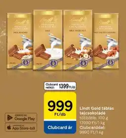 Tesco Lindt Gold Táblás Tejcsokoládé ajánlat