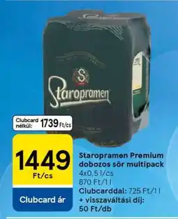 Tesco Staropramen Premium dobozos sör multipack ajánlat