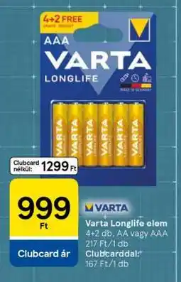 Tesco Varta Longlife elem ajánlat